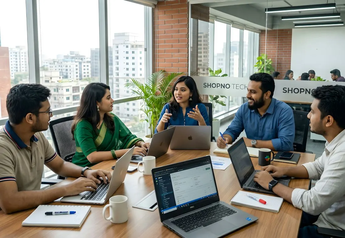 A large team working together in an office